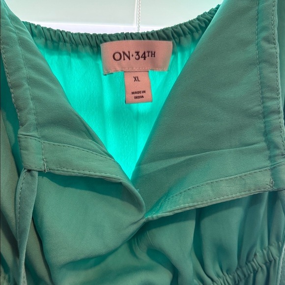 ON 34th Chic Green Maxi Dress w/ Spaghetti Straps Size XL Beach/Vacation‎ - Picture 2 of 9